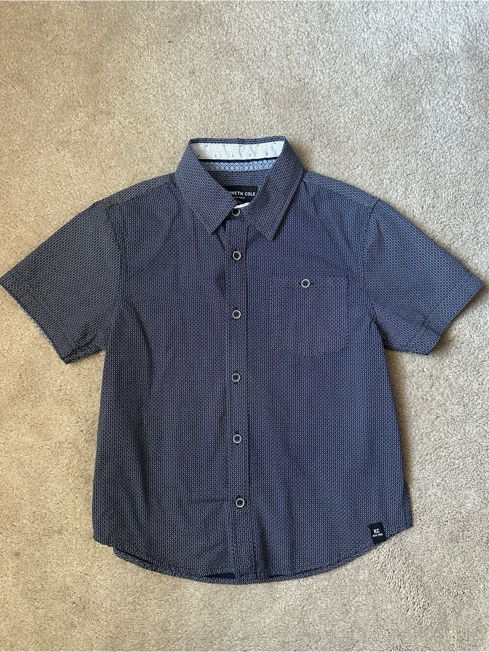 Kenneth Cole Navy Microdot Short-Sleeve Button-Down Shirt